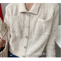 Female elegant small fragrance short knitted cardigan